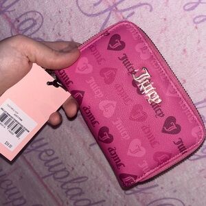 Juicy Couture Hearts Pink Double Zipper Wallet
